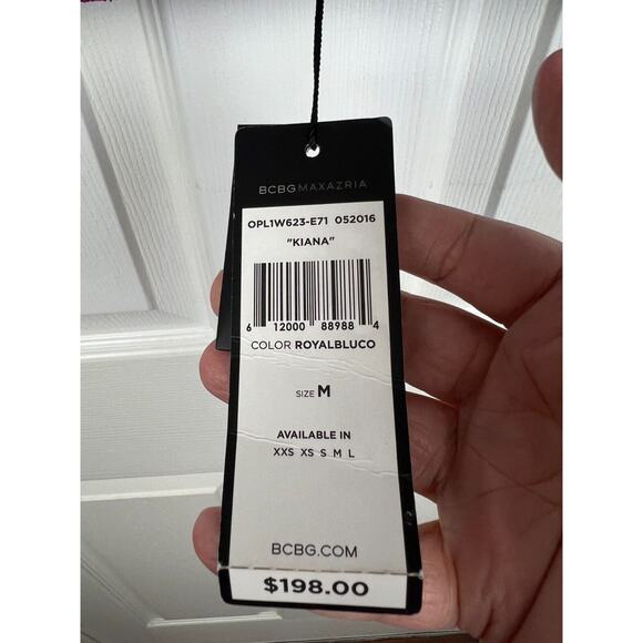 BCBGMAXAZRIA KIANA Geometric Jacquard Cropped Top Size Medium NWT Blue Red - Picture 5 of 9